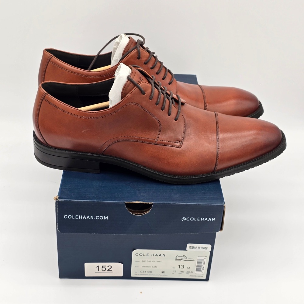 Cole Haan ME Cap Oxford British Tan Leather Dress Shoes C34138 Mens 13 M